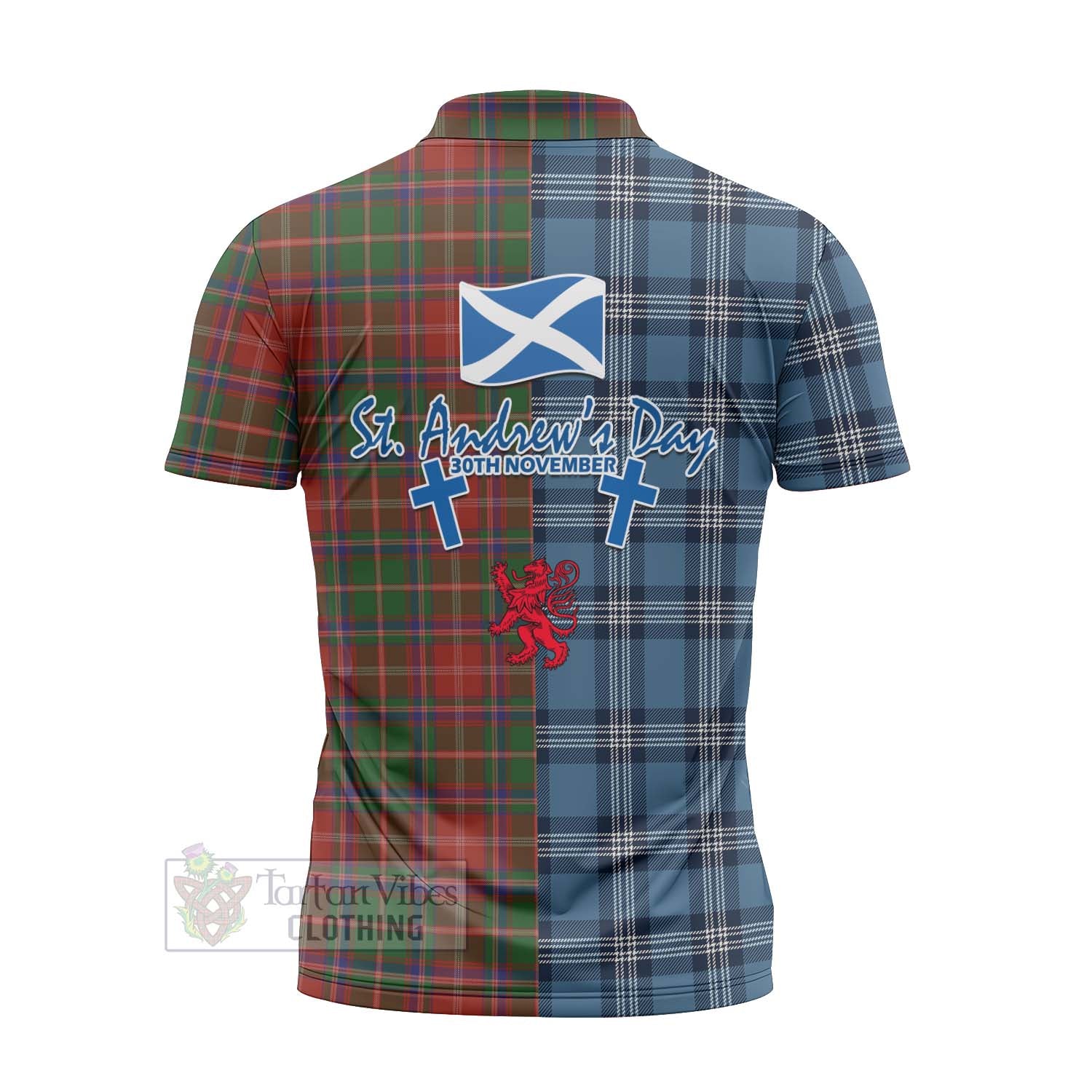 Tartan Vibes Clothing Somerville Tartan Zipper Polo Shirt Happy St. Andrew's Day Half Tartan Style