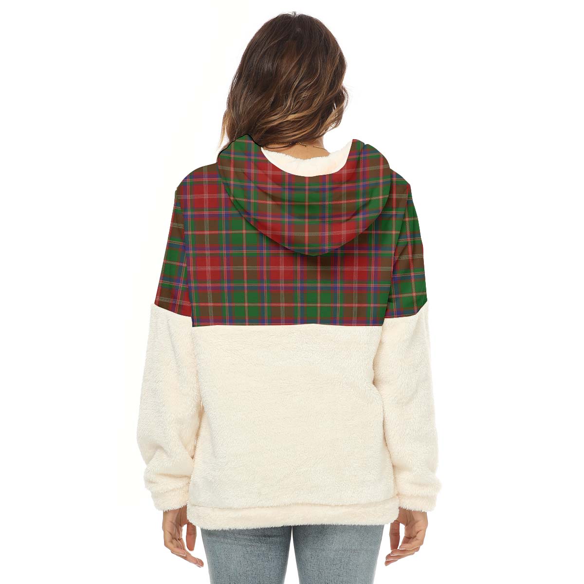 somerville-tartan-womens-borg-fleece-hoodie-with-half-zip-with-family-crest