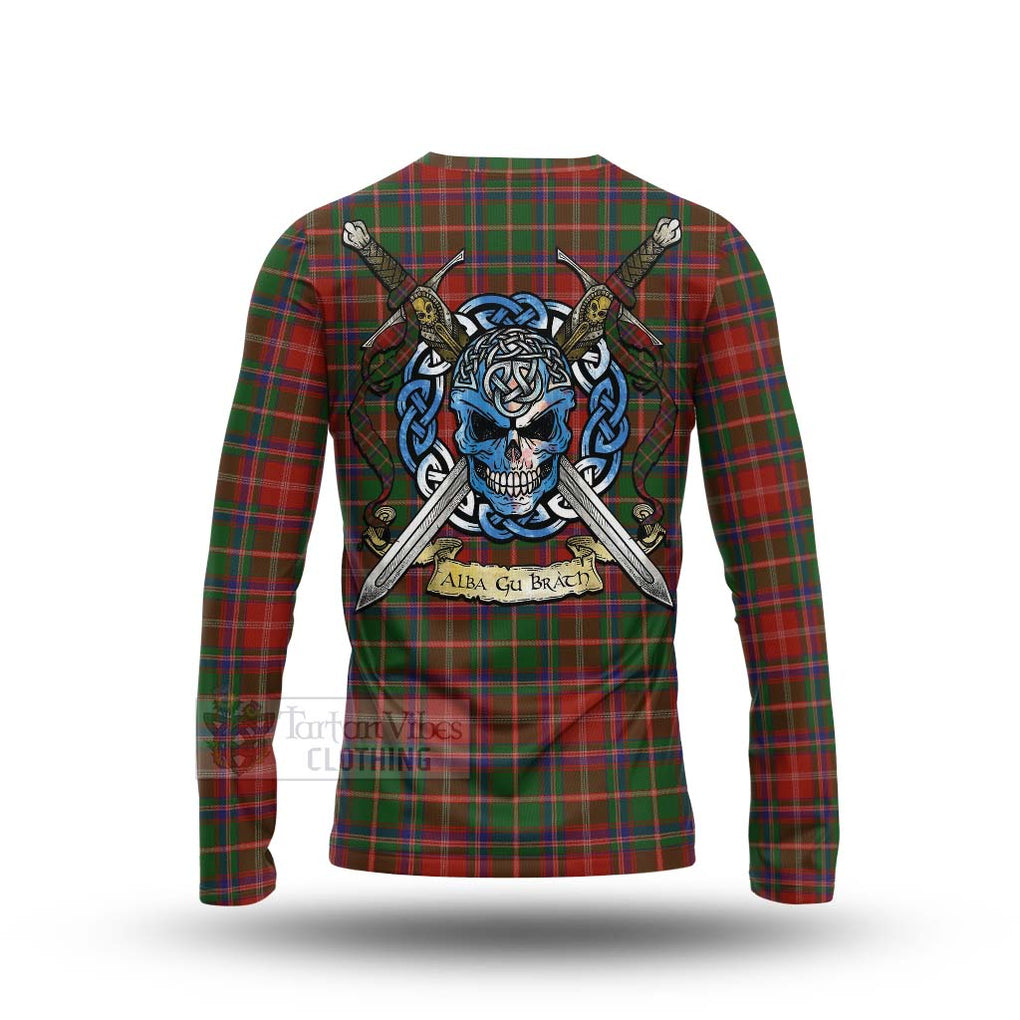 Tartan Vibes Clothing Somerville Tartan Long Sleeve T-Shirt with Family Crest Celtic Skull Style