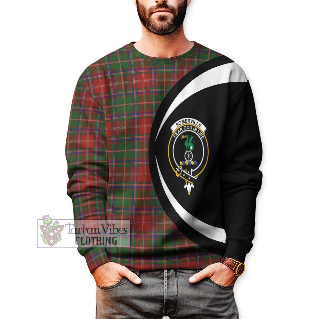 Somerville Tartan Sweatshirt with Family Crest Circle Style - Tartan Vibes Clothing