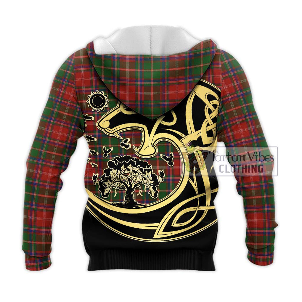 Somerville Tartan Knitted Hoodie with Family Crest Celtic Wolf Style - Tartan Vibes Clothing