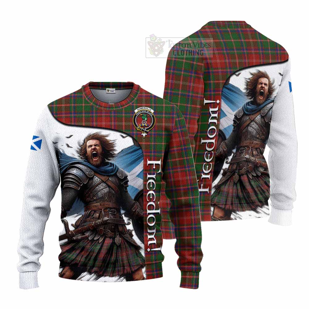 Tartan Vibes Clothing Somerville Crest Tartan Knitted Sweater Inspired by the Freedom of Scottish Warrior