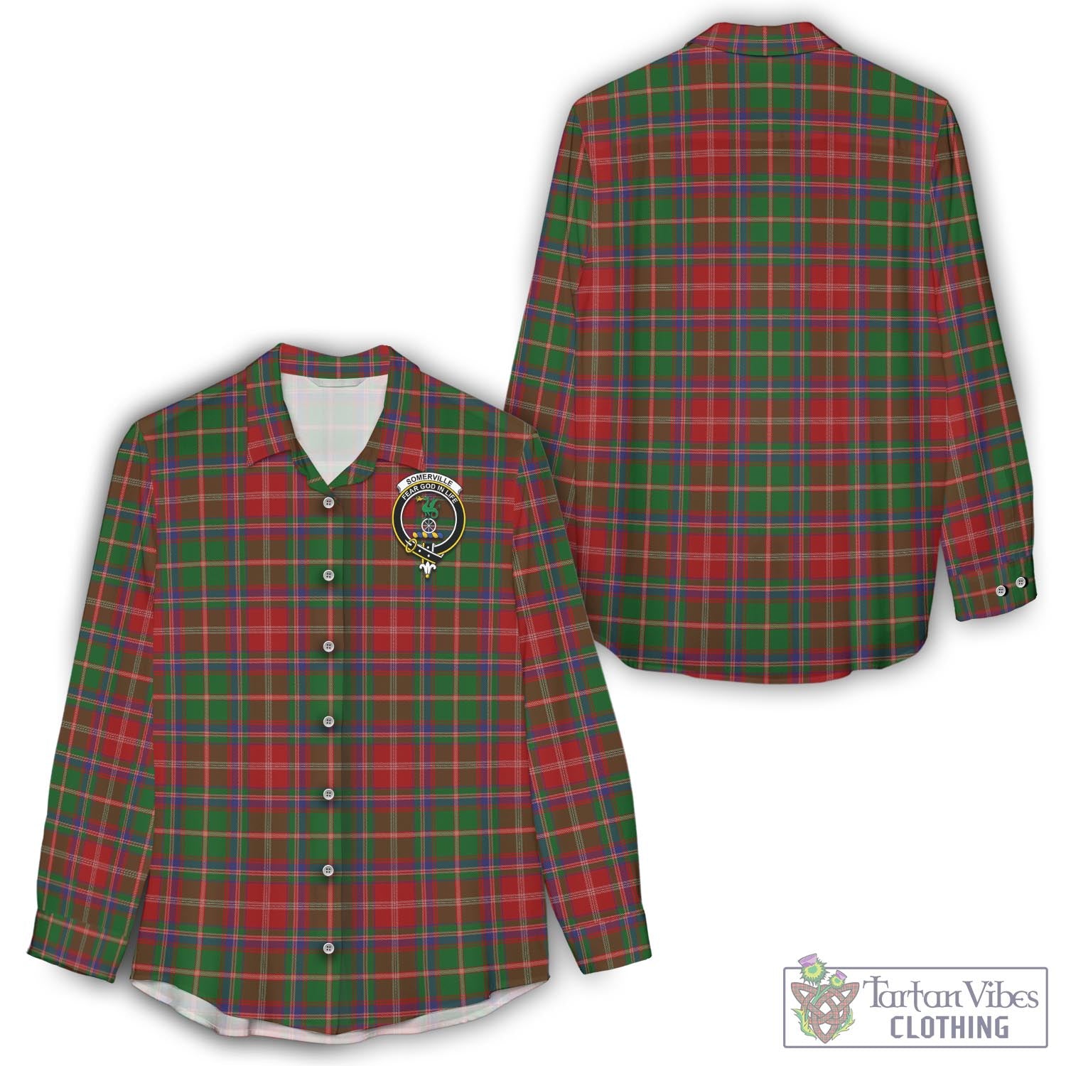 Tartan Vibes Clothing Somerville Tartan Womens Casual Shirt with Family Crest