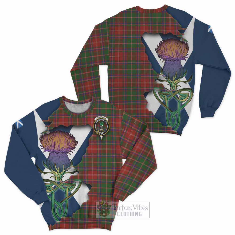 Somerville Tartan Family Crest Sweatshirt Scottish Thistle Celtic Inspired - Tartan Vibes Clothing