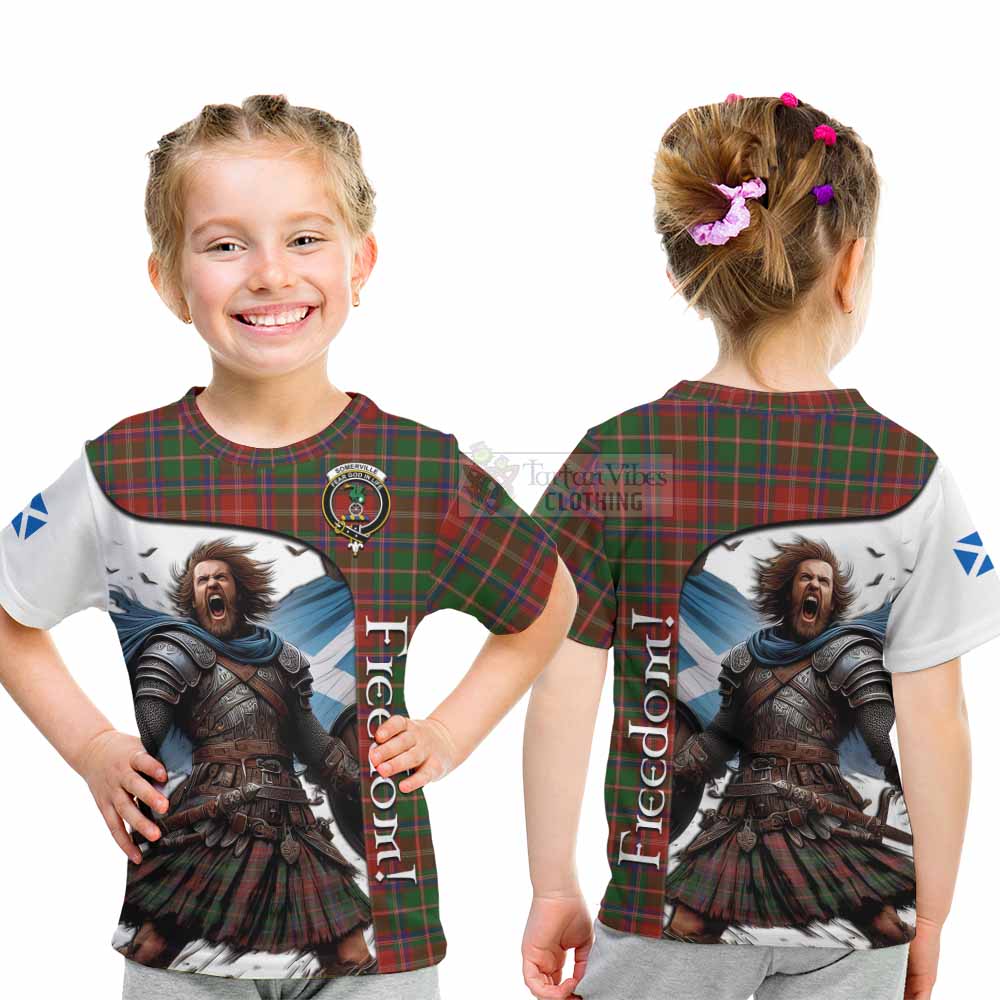 Tartan Vibes Clothing Somerville Crest Tartan Kid T-Shirt Inspired by the Freedom of Scottish Warrior