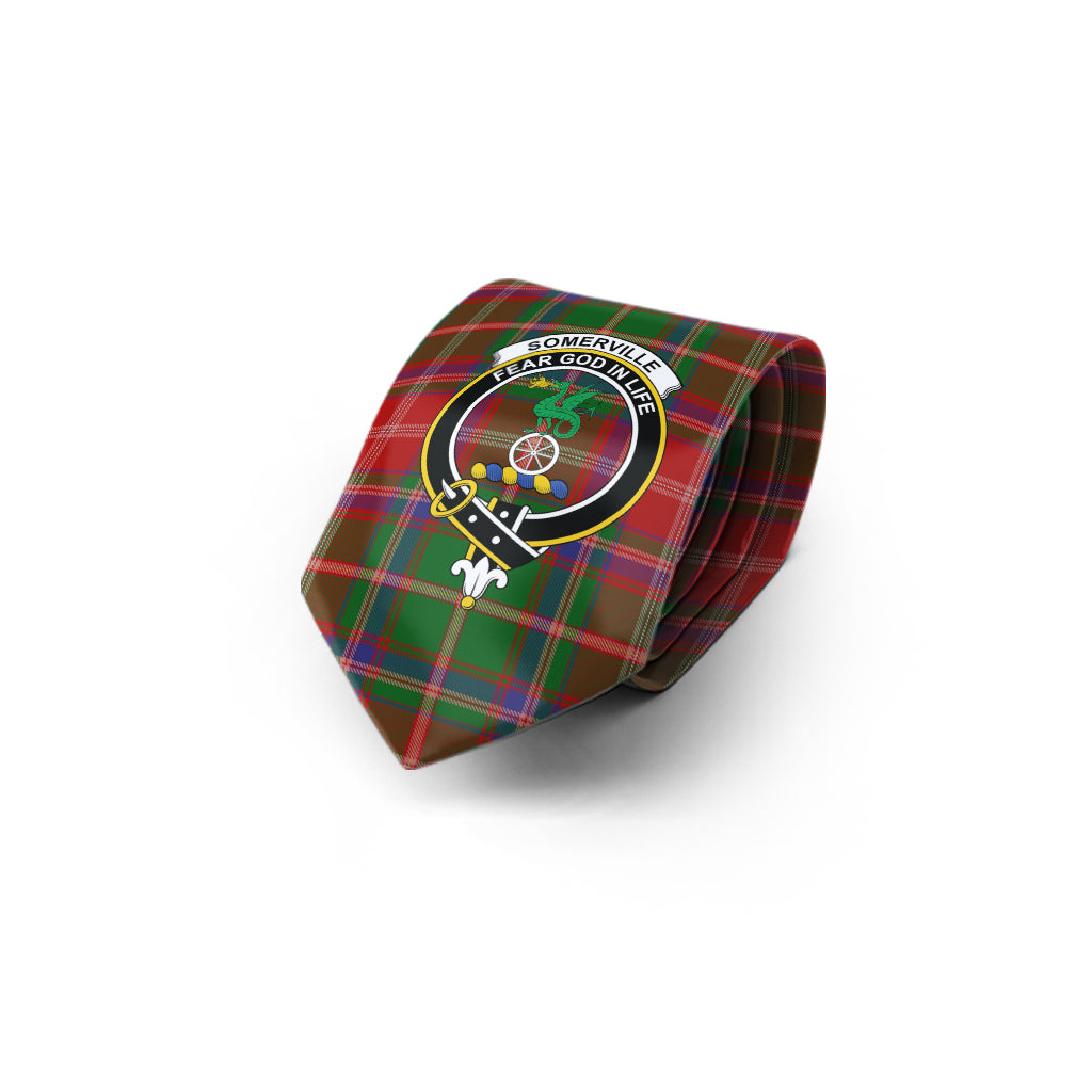 Somerville Tartan Classic Necktie with Family Crest - Tartan Vibes Clothing