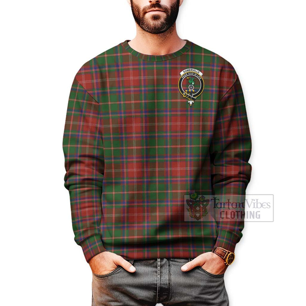 Tartan Vibes Clothing Somerville Tartan Sweatshirt with Family Crest and Bearded Skull Holding Bottles of Whiskey