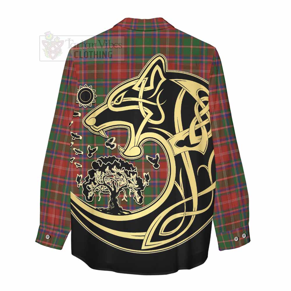 Tartan Vibes Clothing Somerville Tartan Women's Casual Shirt with Family Crest Celtic Wolf Style