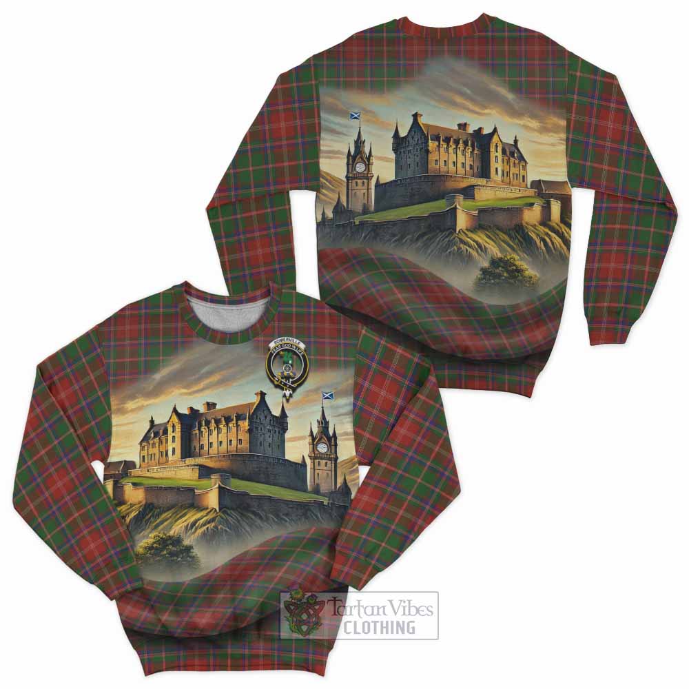 Somerville Tartan Family Crest Sweatshirt with Scottish Ancient Castle Style - Tartan Vibes Clothing