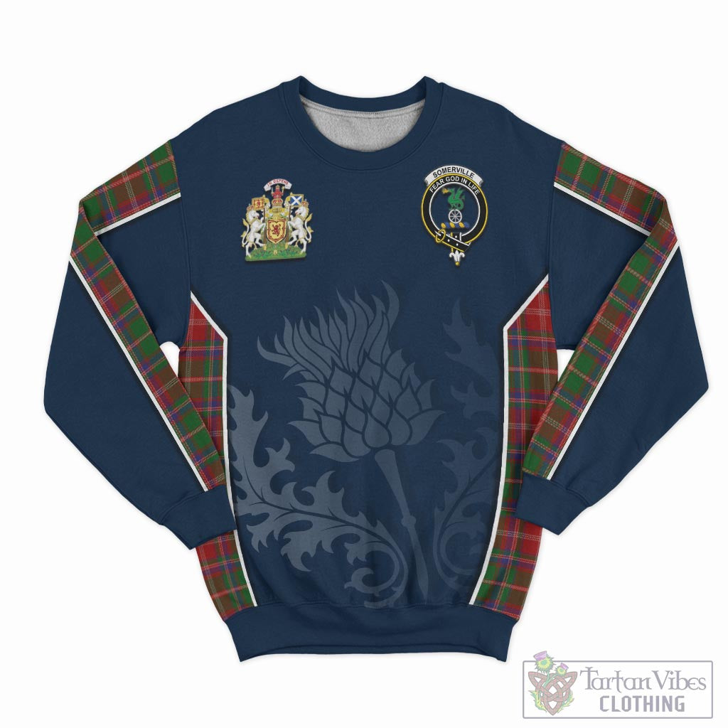 Tartan Vibes Clothing Somerville Tartan Sweatshirt with Family Crest and Scottish Thistle Vibes Sport Style