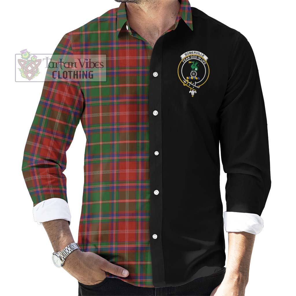 Somerville Tartan Long Sleeve Button Shirt with Family Crest and Half Of Me Style - Tartanvibesclothing Shop