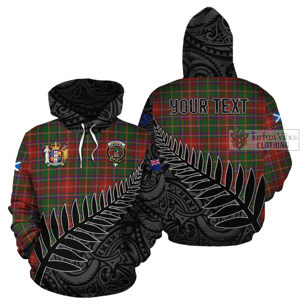 Tartan Vibes Clothing Somerville Crest Tartan Cotton Hoodie with New Zealand Silver Fern Half Style