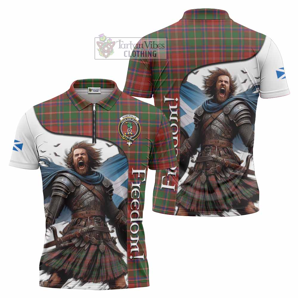 Tartan Vibes Clothing Somerville Crest Tartan Zipper Polo Shirt Inspired by the Freedom of Scottish Warrior