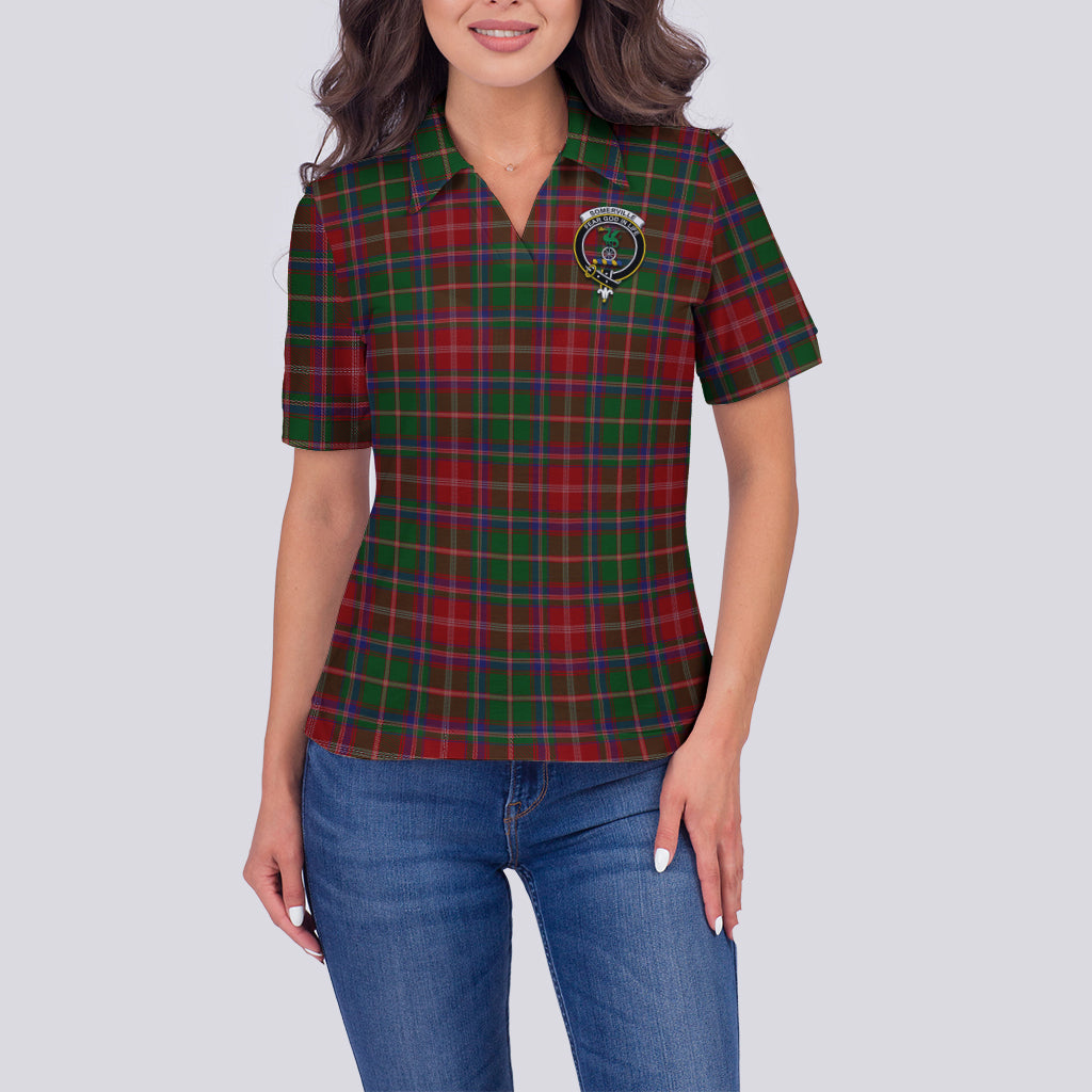 Somerville Tartan Polo Shirt with Family Crest For Women - Tartan Vibes Clothing