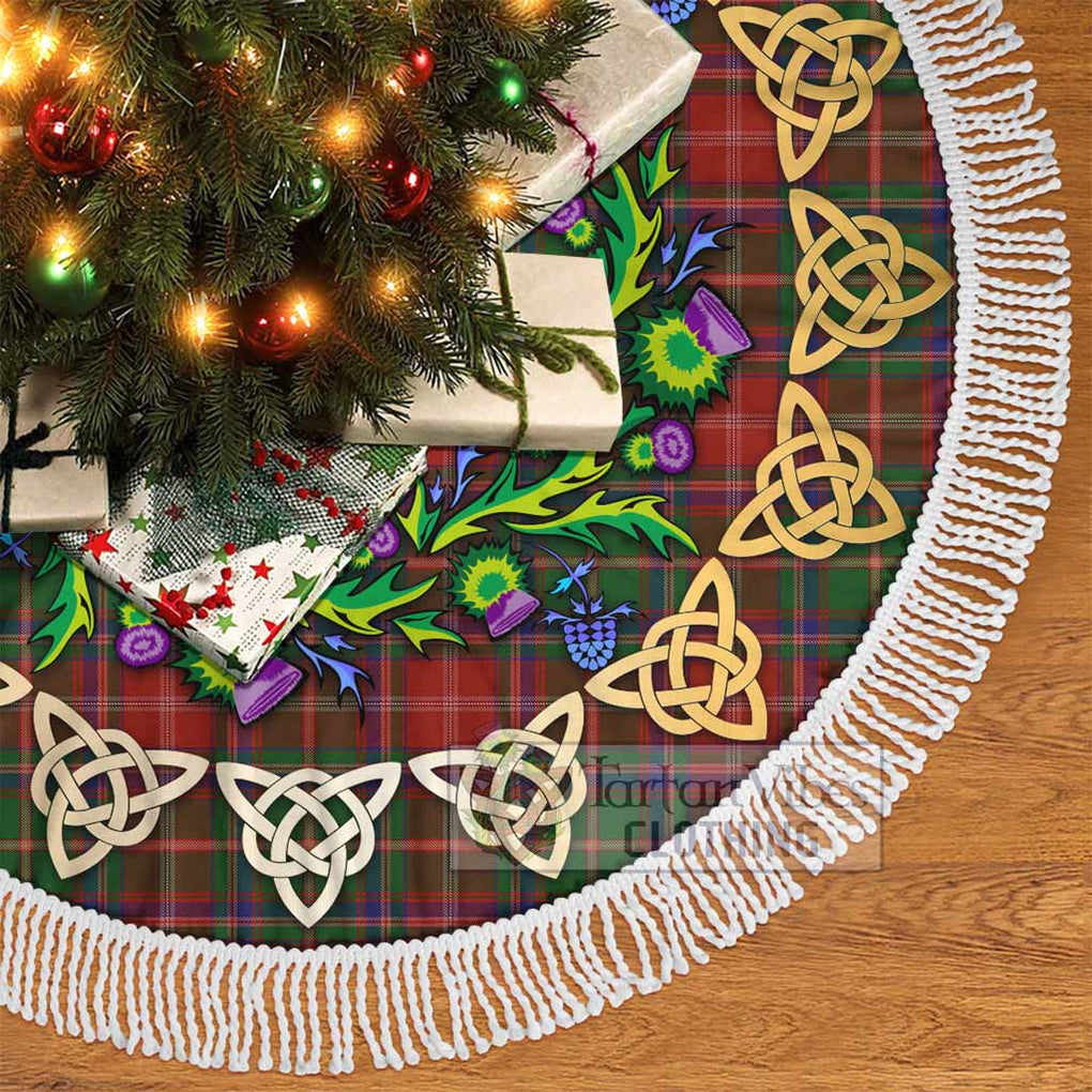 Tartan Vibes Clothing Somerville Tartan Christmas Tree Skirt with Thistle Celtic Knot Style