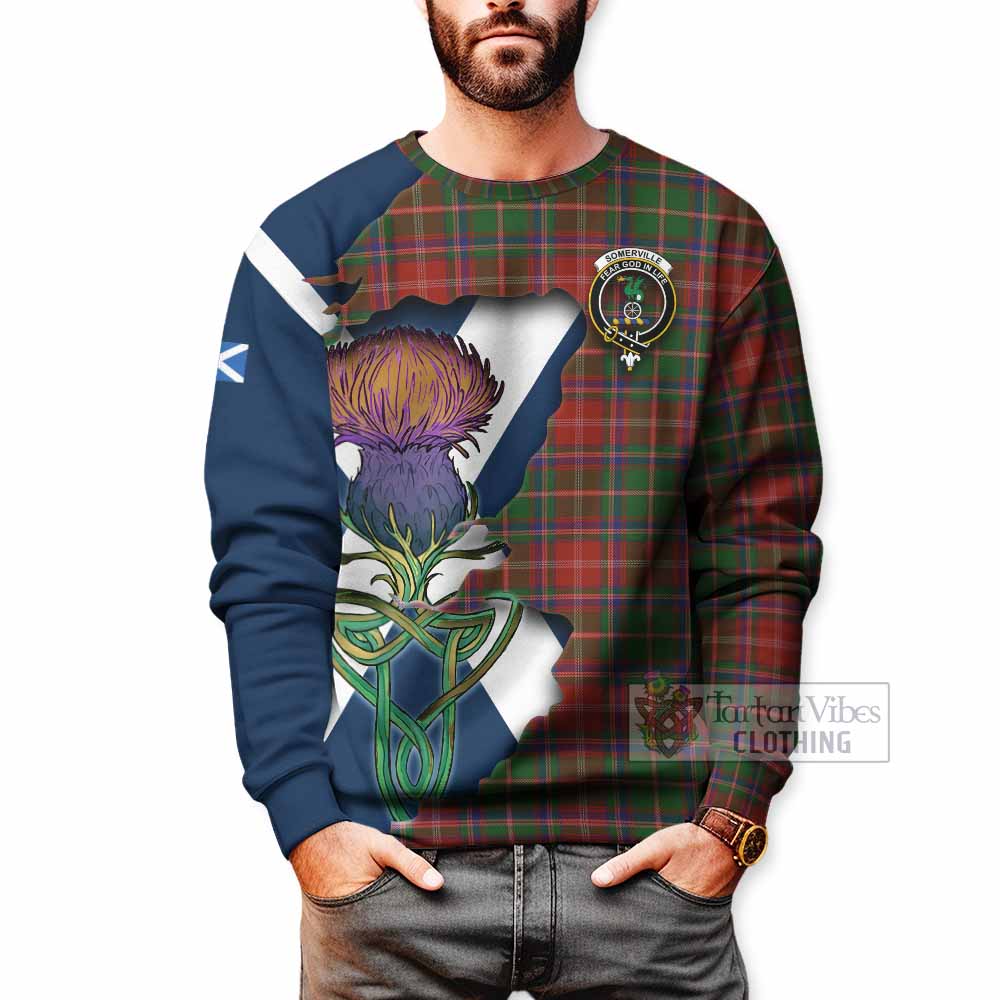 Somerville Tartan Family Crest Sweatshirt Scottish Thistle Celtic Inspired - Tartan Vibes Clothing