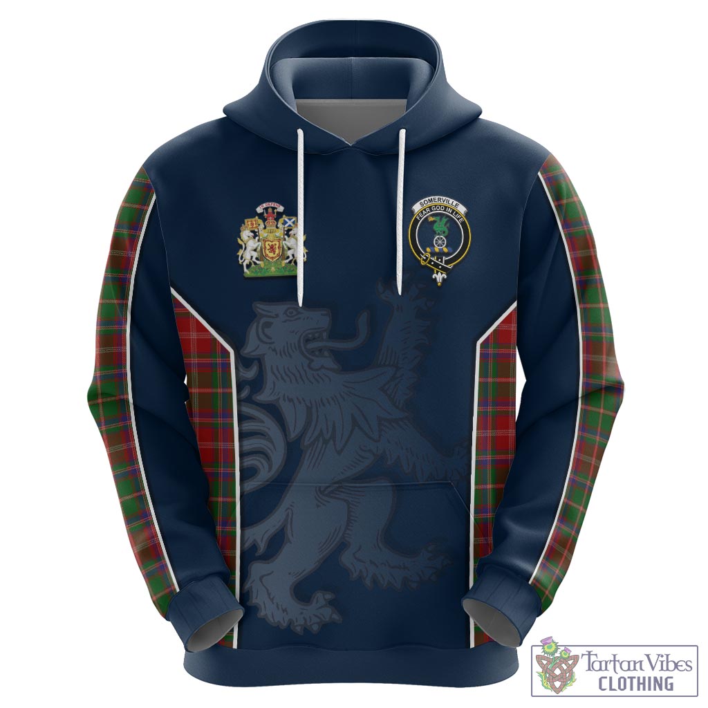 Tartan Vibes Clothing Somerville Tartan Hoodie with Family Crest and Lion Rampant Vibes Sport Style