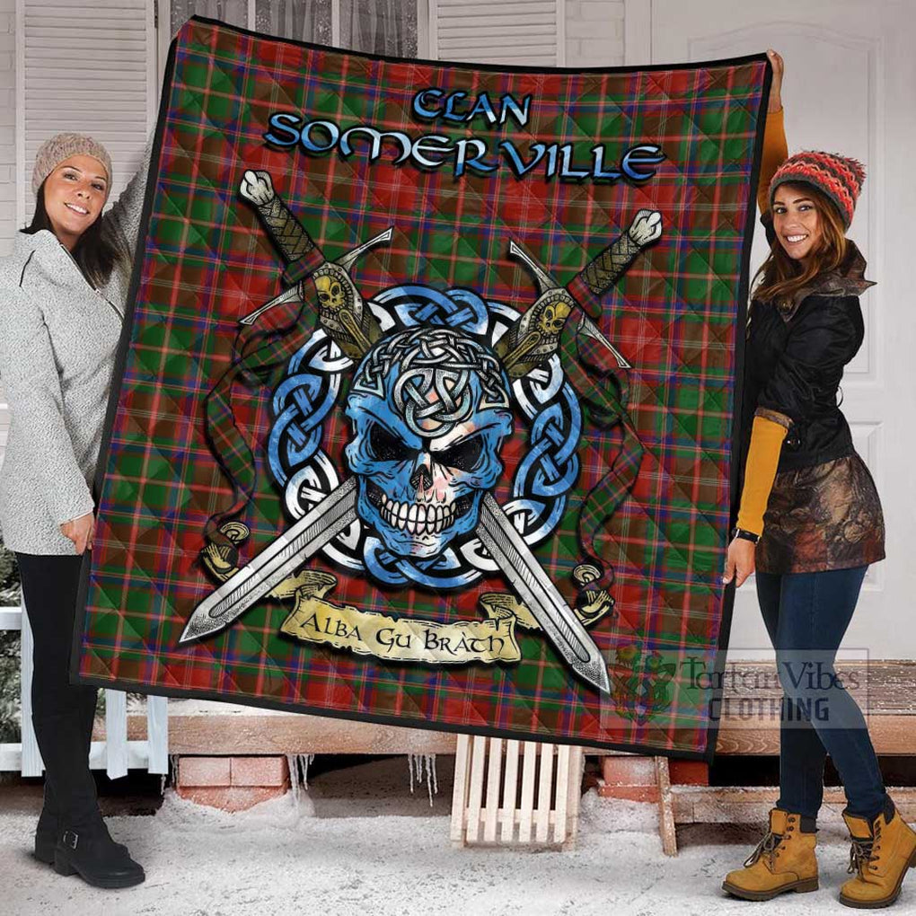 Tartan Vibes Clothing Somerville Tartan Quilt with Celtic Skull Alba Gu Brath Style