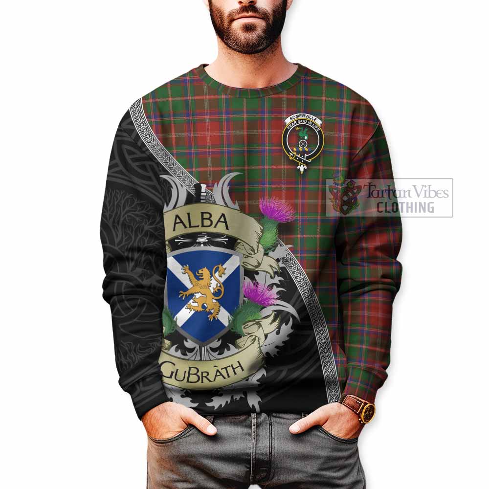 Somerville Tartan Family Crest Sweatshirt Lion Rampant Royal Thistle Shield Celtic Inspired - Tartan Vibes Clothing