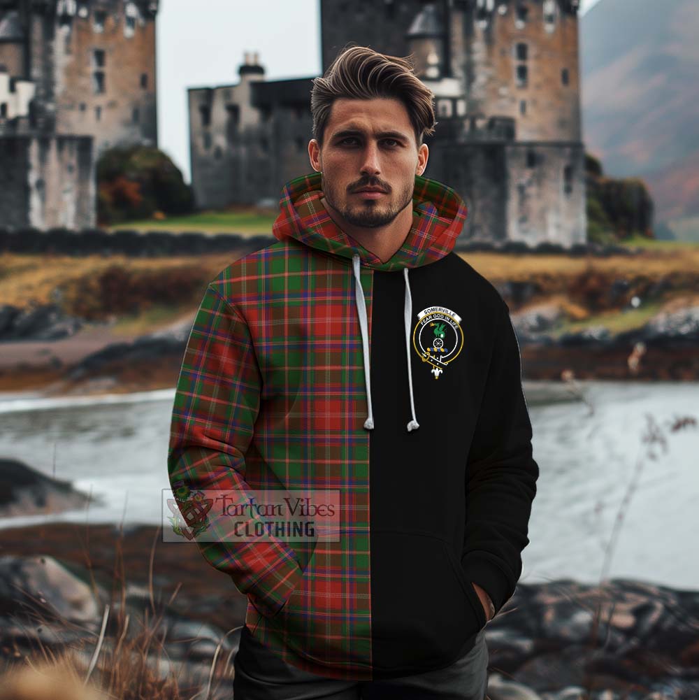 Tartan Vibes Clothing Somerville Tartan Cotton Hoodie with Family Crest and Half Of Me Style