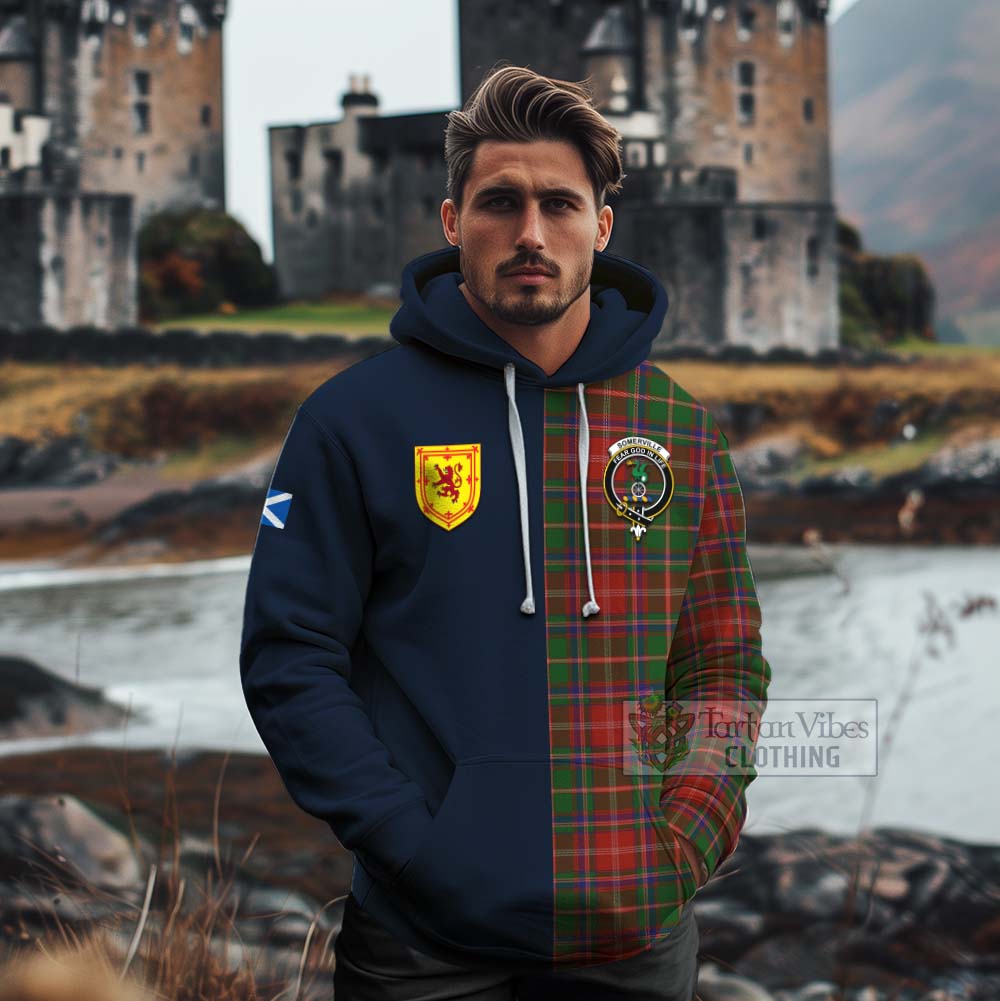 Tartan Vibes Clothing Somerville Tartan Cotton Hoodie Alba with Scottish Lion Royal Arm Half Style