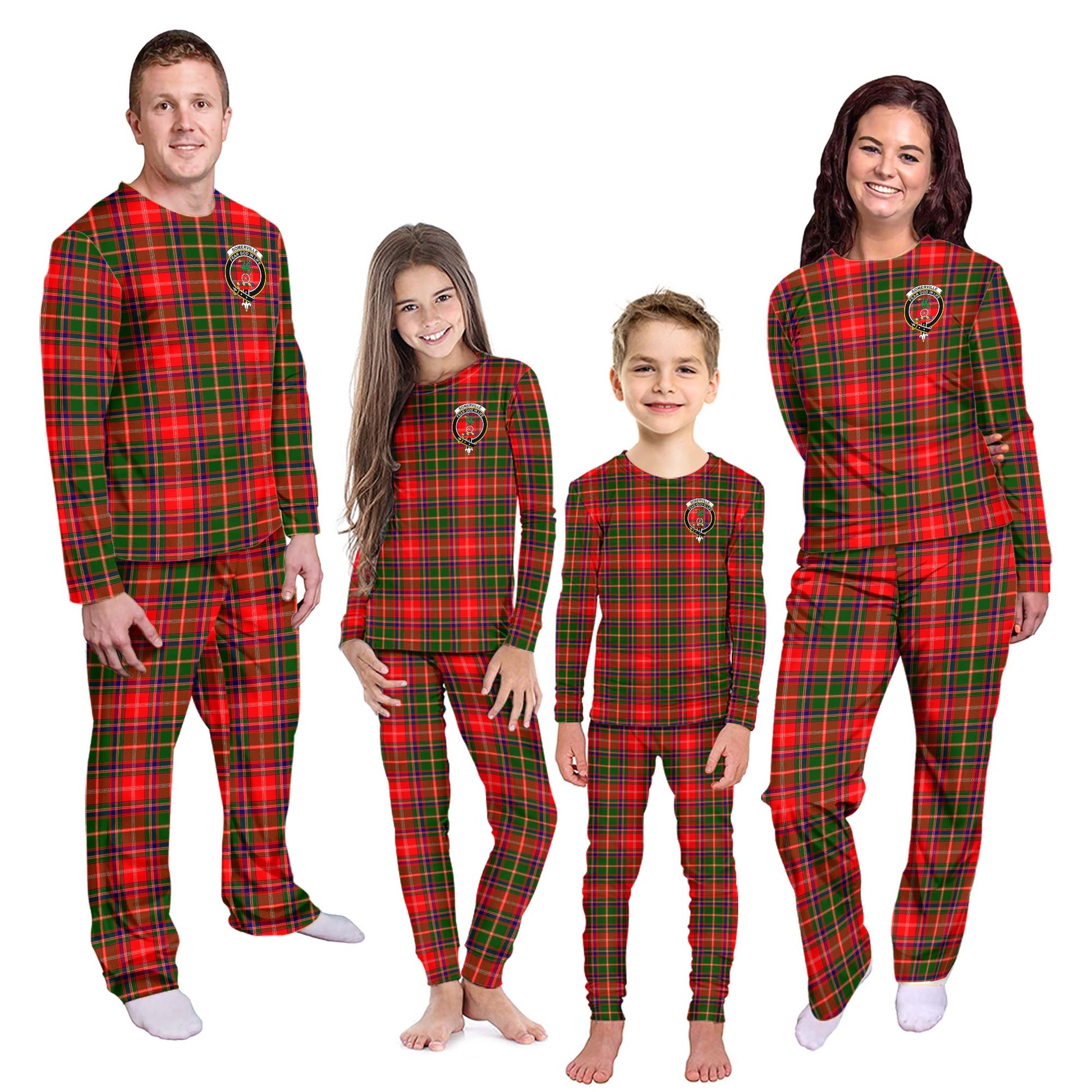 Somerville Modern Tartan Pajamas Family Set with Family Crest - Tartanvibesclothing