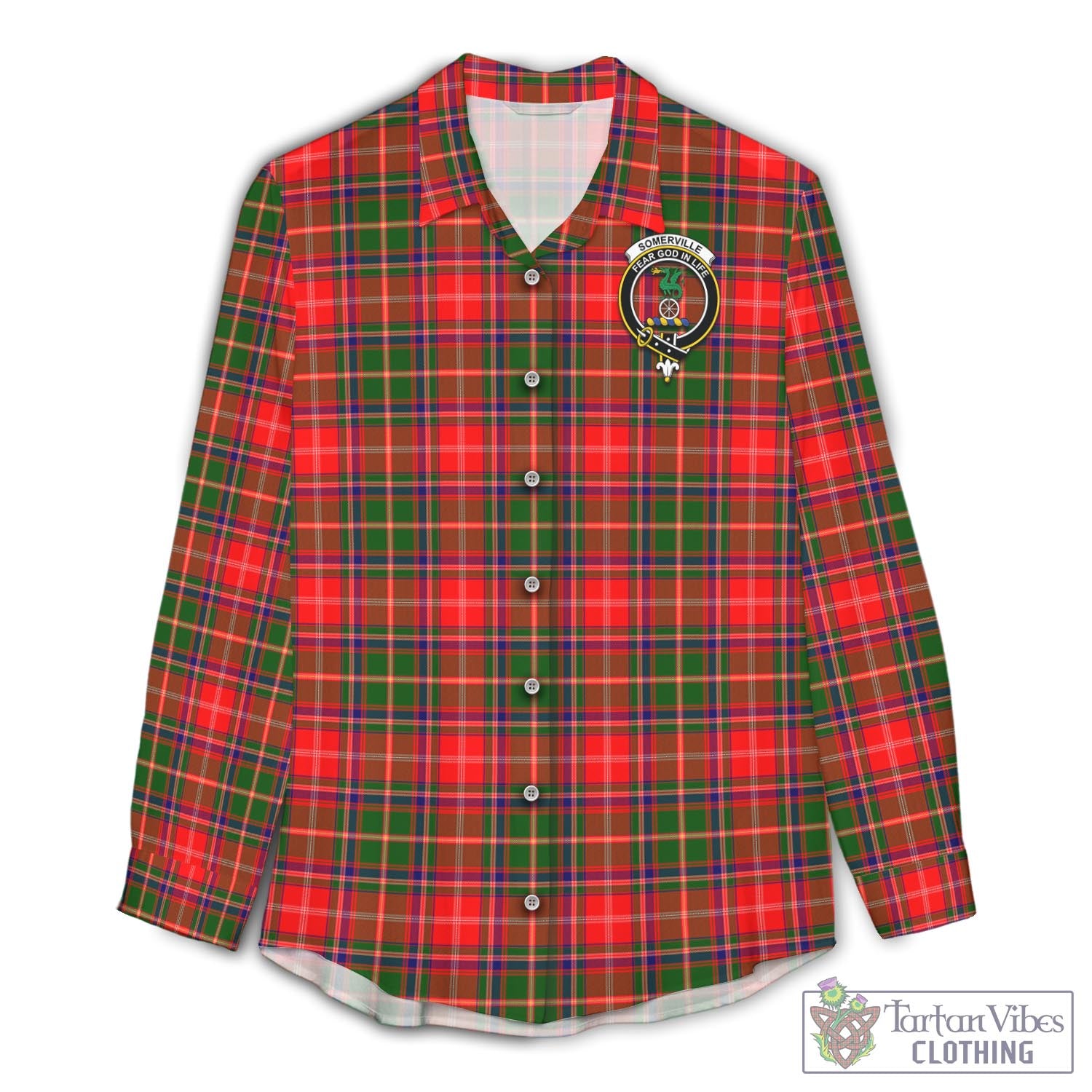 Tartan Vibes Clothing Somerville Modern Tartan Womens Casual Shirt with Family Crest