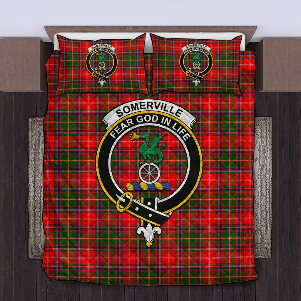 Somerville Modern Tartan Quilt Bed Set with Family Crest Twin - Tartan Vibes Clothing