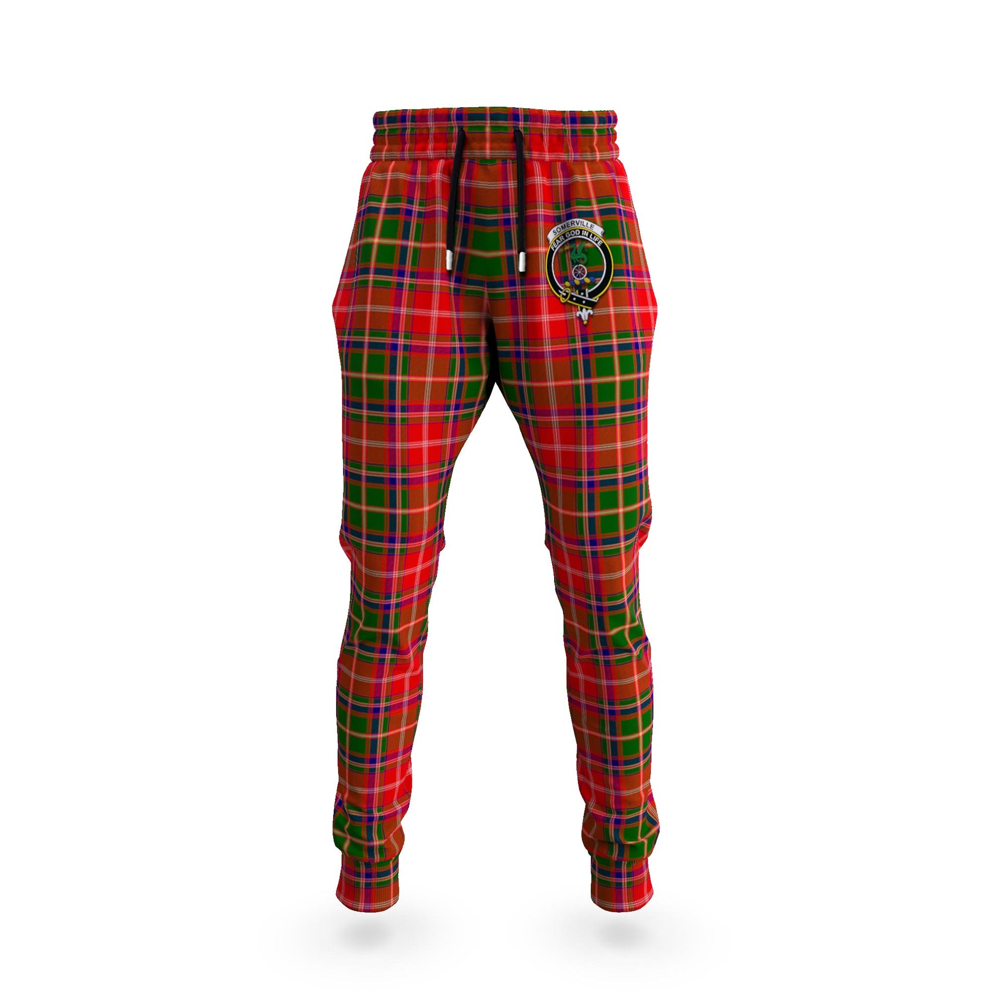 Somerville Modern Tartan Joggers Pants with Family Crest 5XL - Tartan Vibes Clothing