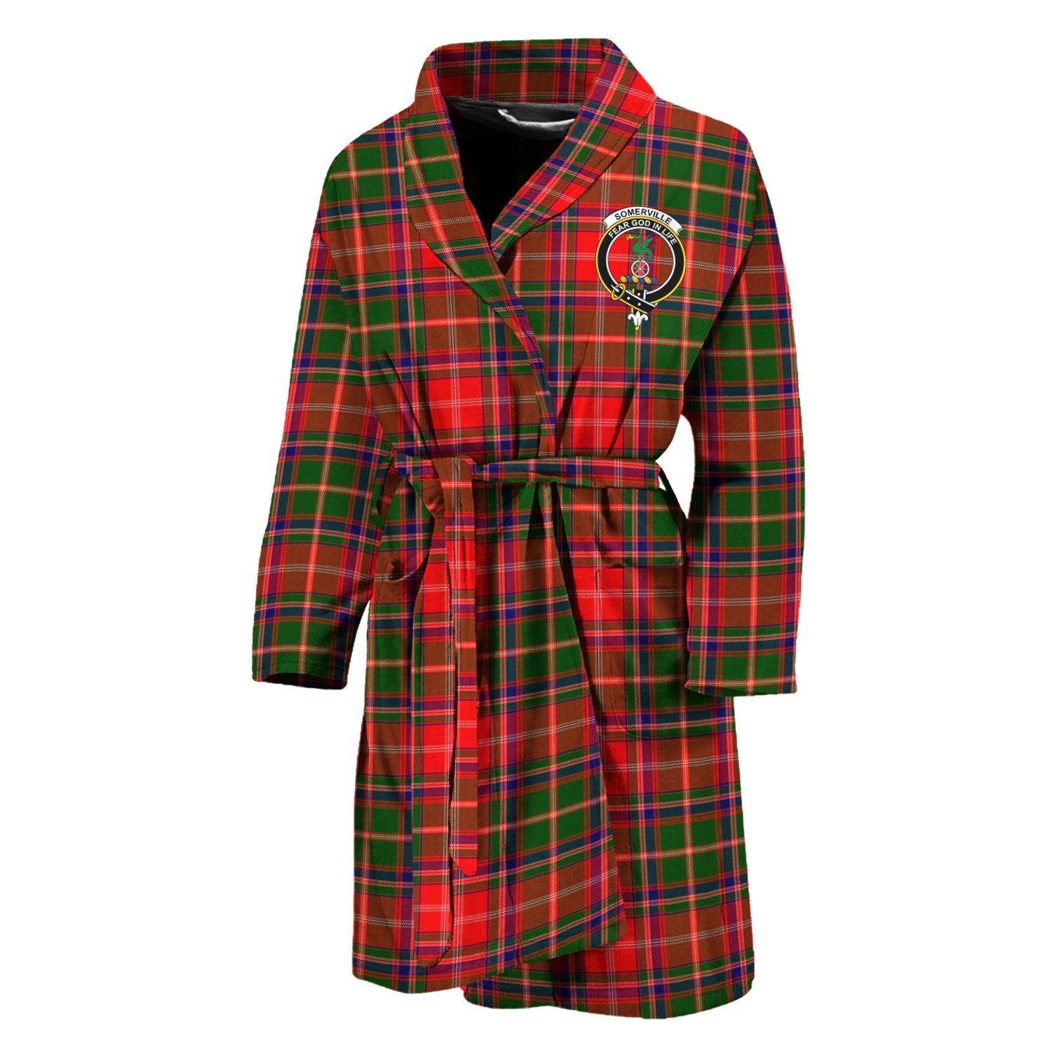 Somerville Modern Tartan Bathrobe with Family Crest Unisex M - Tartan Vibes Clothing