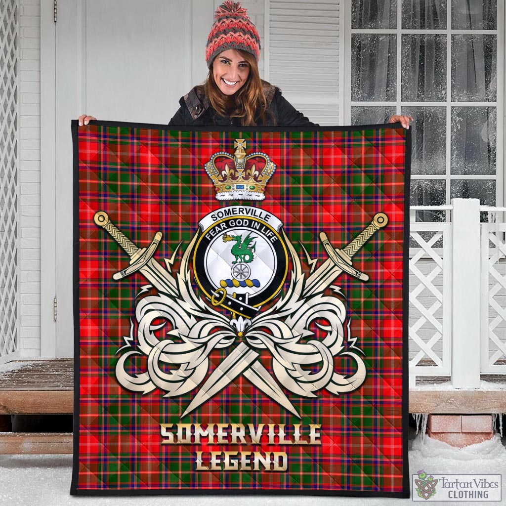 Tartan Vibes Clothing Somerville Modern Tartan Quilt with Clan Crest and the Golden Sword of Courageous Legacy