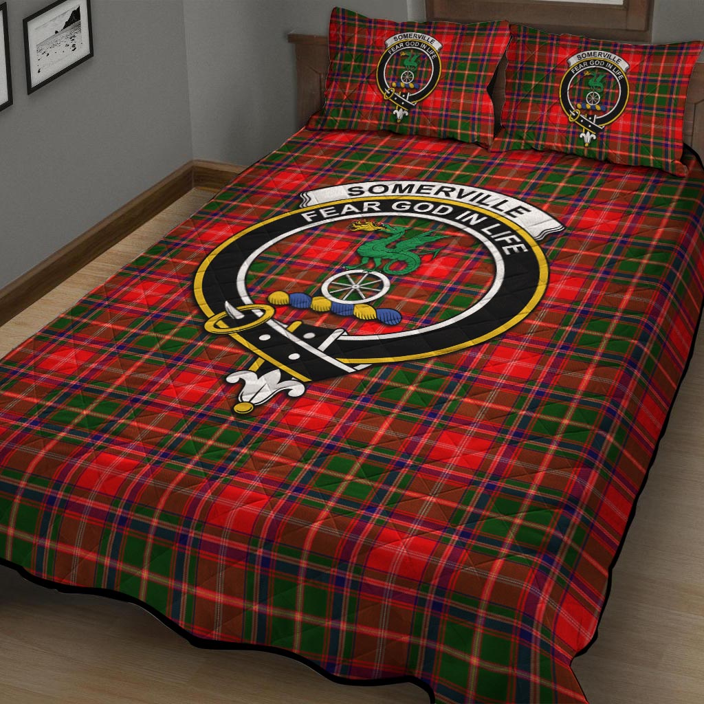 Somerville Modern Tartan Quilt Bed Set with Family Crest - Tartan Vibes Clothing