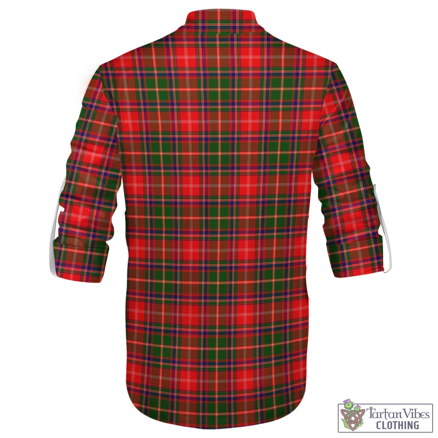 Tartan Vibes Clothing Somerville Modern Tartan Men's Scottish Traditional Jacobite Ghillie Kilt Shirt with Family Crest