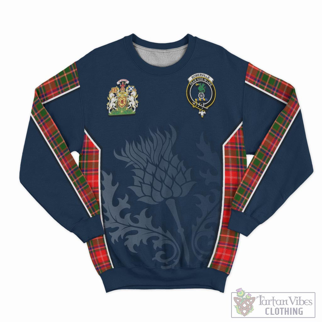 Tartan Vibes Clothing Somerville Modern Tartan Sweatshirt with Family Crest and Scottish Thistle Vibes Sport Style