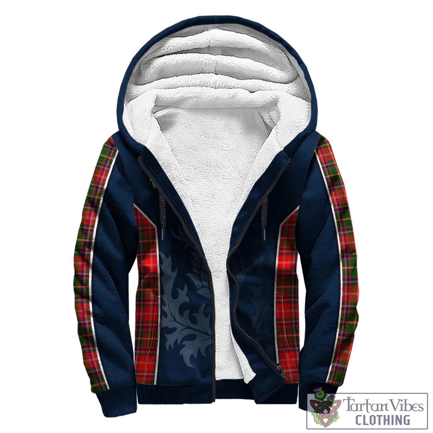 Tartan Vibes Clothing Somerville Modern Tartan Sherpa Hoodie with Family Crest and Scottish Thistle Vibes Sport Style