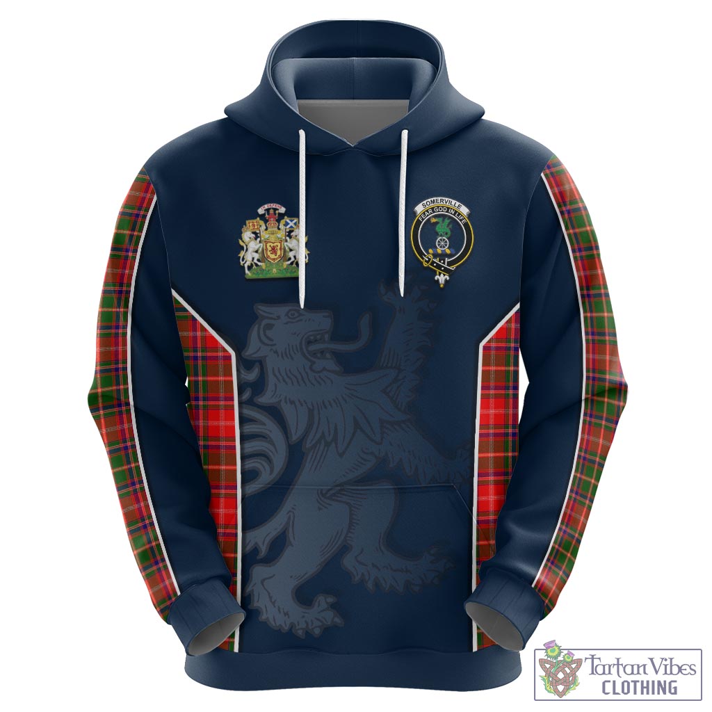 Tartan Vibes Clothing Somerville Modern Tartan Hoodie with Family Crest and Lion Rampant Vibes Sport Style