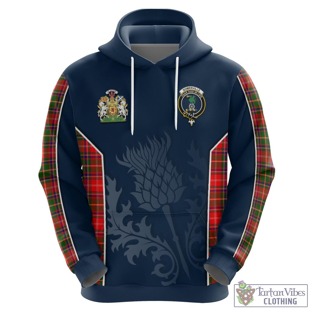 Tartan Vibes Clothing Somerville Modern Tartan Hoodie with Family Crest and Scottish Thistle Vibes Sport Style