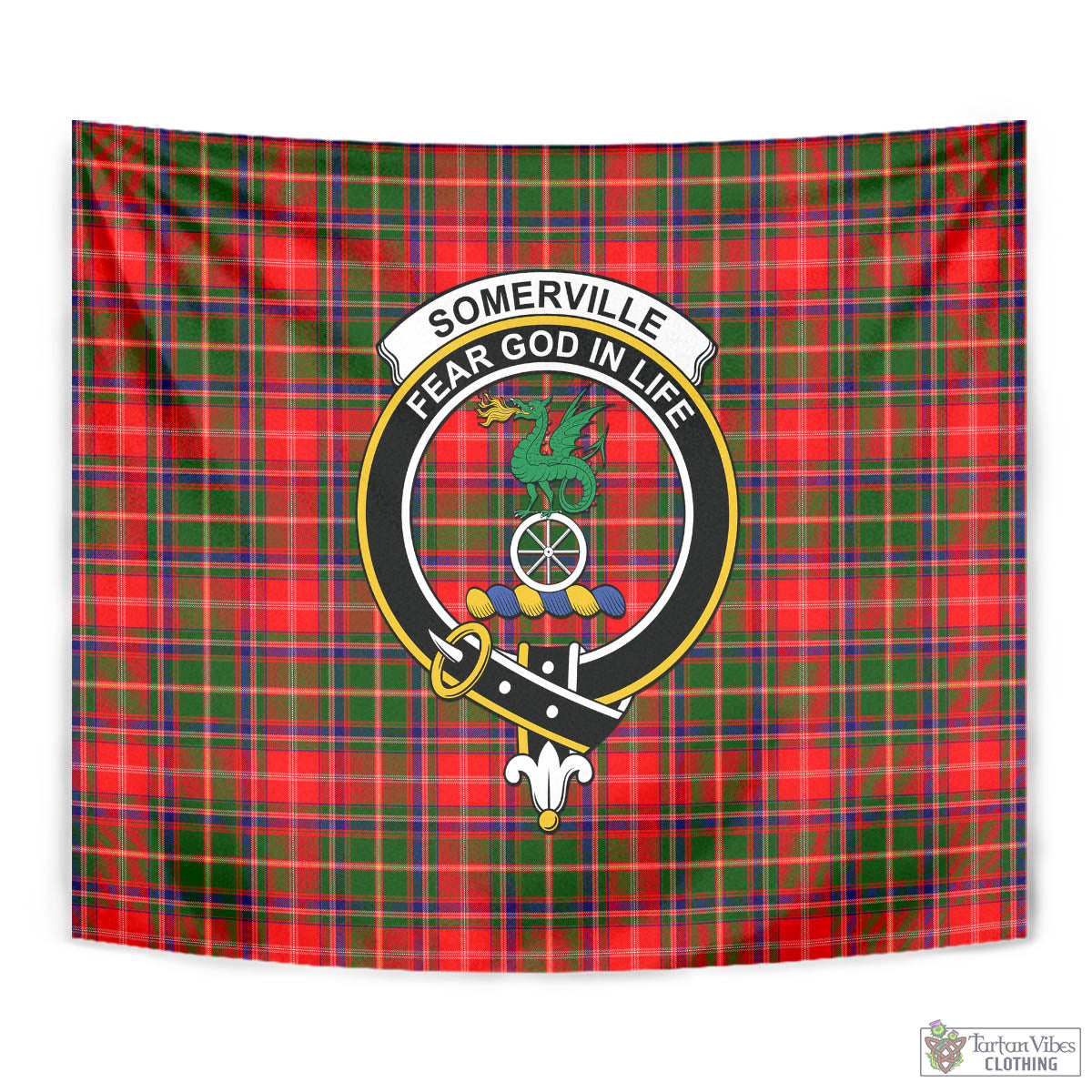 Tartan Vibes Clothing Somerville Modern Tartan Tapestry Wall Hanging and Home Decor for Room with Family Crest