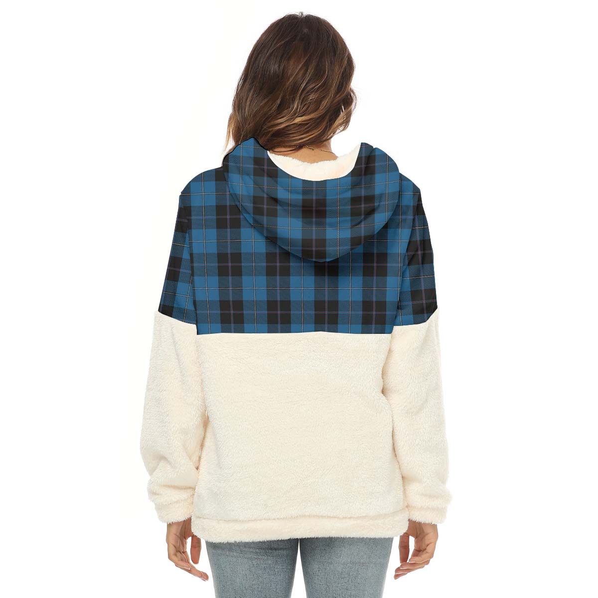 Sorbie Tartan Women's Borg Fleece Hoodie With Half Zip - Tartan Vibes Clothing