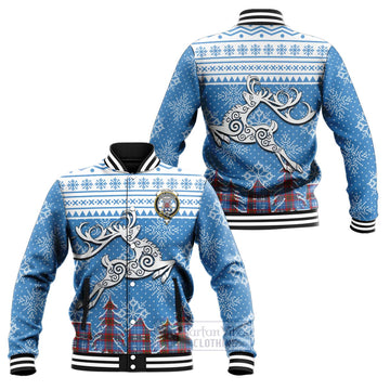 Spalding Clan Christmas Baseball Jacket Celtic Reindeer Style Unisex - Tartan Vibes Clothing