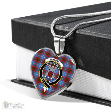 Spalding Tartan Heart Necklace with Family Crest Luxury Necklace (Silver) No - Tartan Vibes Clothing
