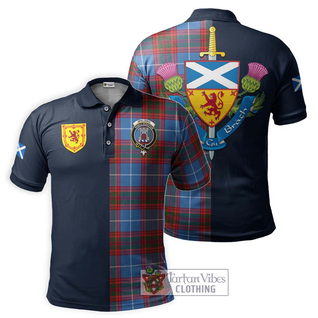 Tartan Vibes Clothing Spalding Tartan Polo Shirt with Scottish Lion Royal Arm Half Style