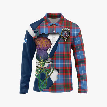 Spalding Tartan Family Crest Long Sleeve Polo Shirt Scottish Thistle Celtic Inspired Unisex - Tartan Vibes Clothing