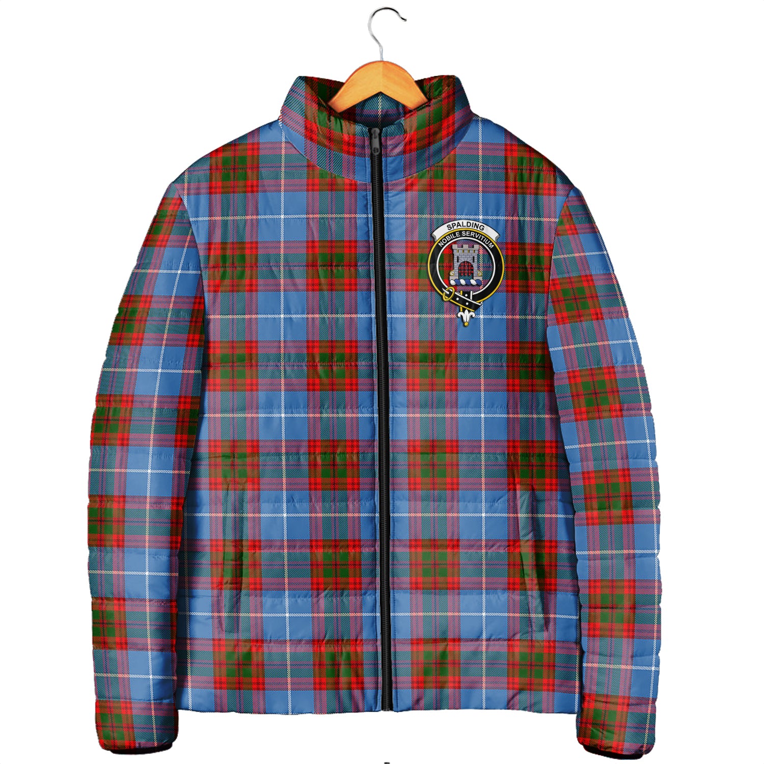 Spalding Tartan Padded Jacket with Family Crest Men's Padded Jacket - Tartan Vibes Clothing