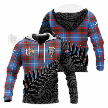 Spalding Crest Tartan Knitted Hoodie with New Zealand Silver Fern Half Style