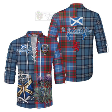 Spalding Tartan Ghillie Kilt Shirt Happy St. Andrew's Day Half Tartan Style Men - Tartan Vibes Clothing