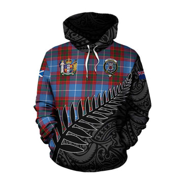Spalding Crest Tartan Cotton Hoodie with New Zealand Silver Fern Half Style Pullover Hoodie XS - Tartan Vibes Clothing