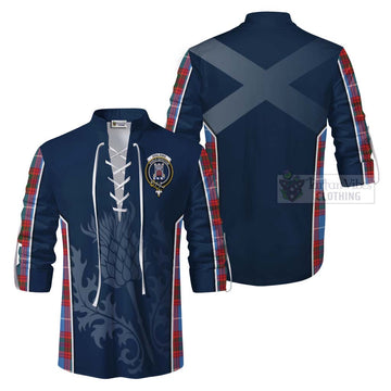 Spalding Tartan Ghillie Kilt Shirt with Family Crest and Scottish Thistle Vibes Sport Style Men - Tartan Vibes Clothing
