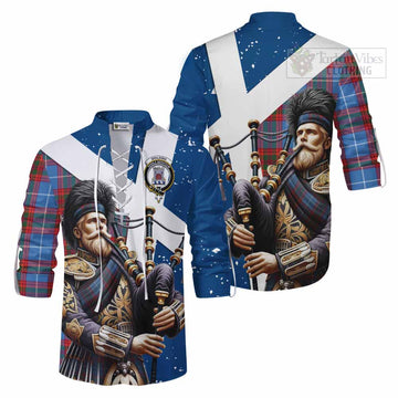Spalding Tartan Ghillie Kilt Shirt with Family Crest Scottish Bagpiper Vibes Men - Tartan Vibes Clothing