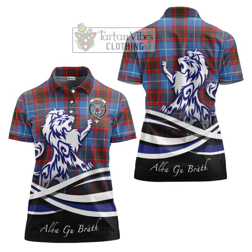 Spalding Tartan Women's Polo Shirt with Alba Gu Brath Regal Lion Emblem Women - Tartanvibesclothing Shop